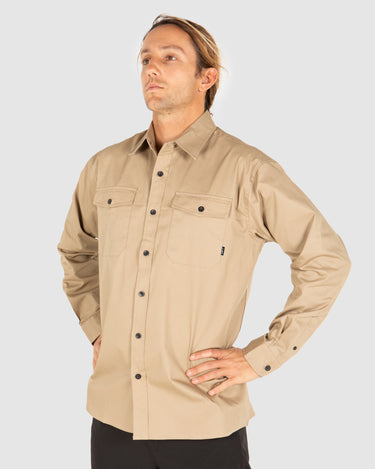 Task Long Sleeve Work Shirt Khaki