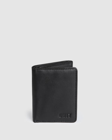 Compact Tri-Fold Leather Wallet Black