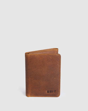 Compact Tri-Fold Leather Wallet Dark Choc