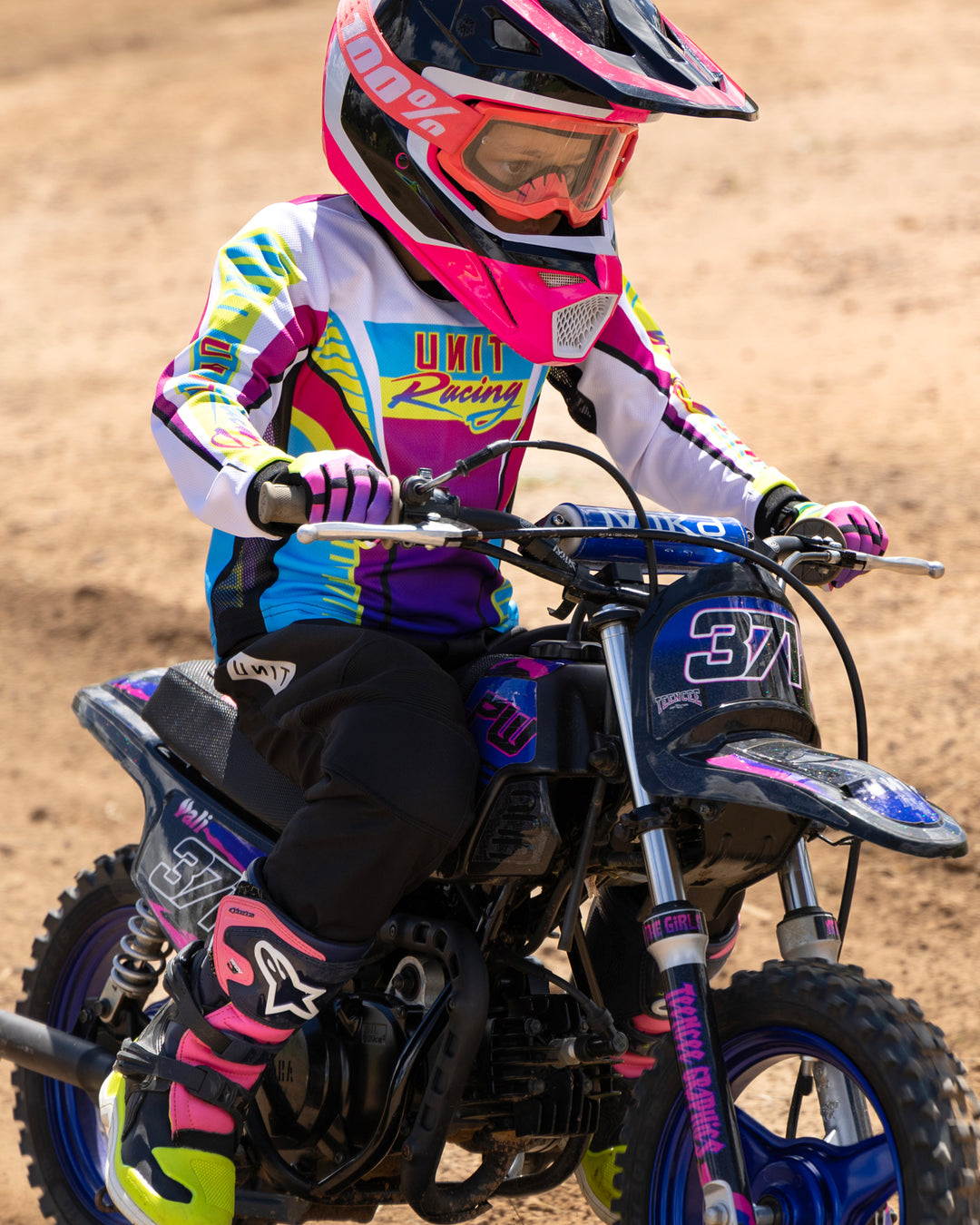 UNIT Neon Youth Riding Gloves