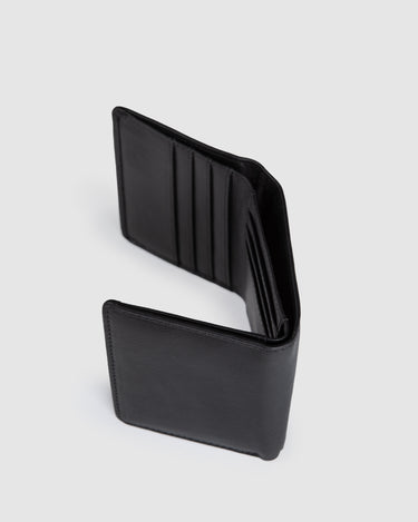 Compact Tri-Fold Leather Wallet Black