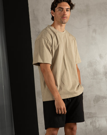 mens Heavy Oversized Tee tan
