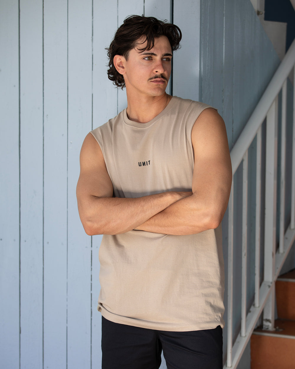 Stock Muscle Tee Tan