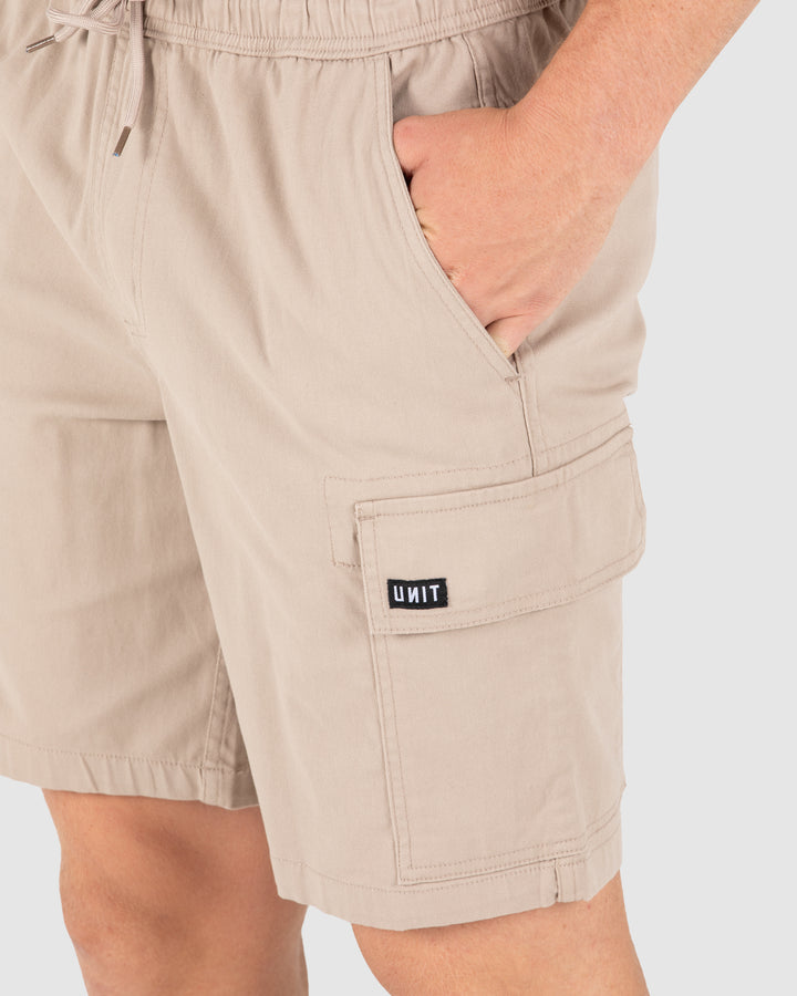 UNIT Pivot Mens Elastic Waist Cargo Shorts