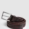 Braided Leather Stretch Belt Chocolate